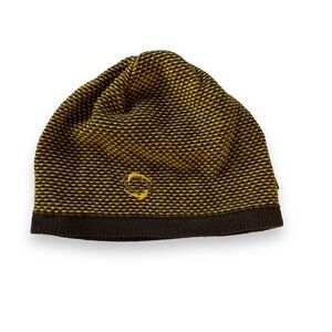 Chaos Beanie Hat Knit Winter Toque Unisex Yellow Gold Earthy Brown‎ Logo